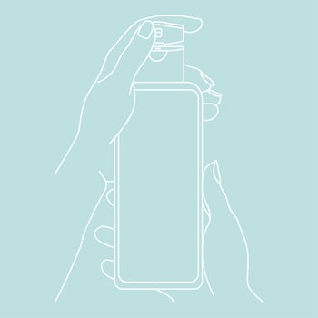 Human hands holding cosmetic packaging with opened cap. Isolated vector illustration.