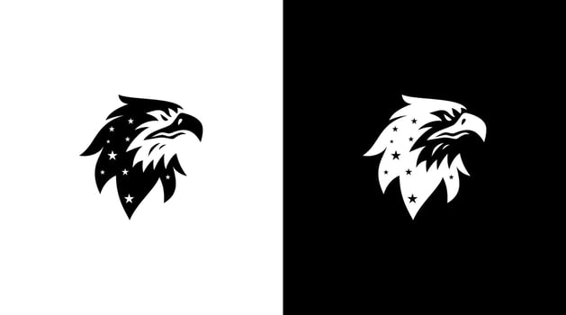 bald eagle head logo monogram united states america black and white icon style Designs templates vector