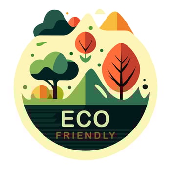 Eco Friendly Earth Day Illustrated Label. Vector Illustration