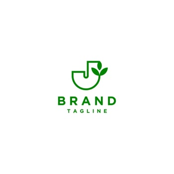 Simple Letter J and Leaf Logo Icon. Unique logo of stems and leaves that form the letter J. vector