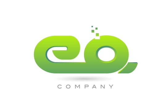 joined EQ alphabet letter logo icon combination design with dots and green color. Creative template for company and business vector