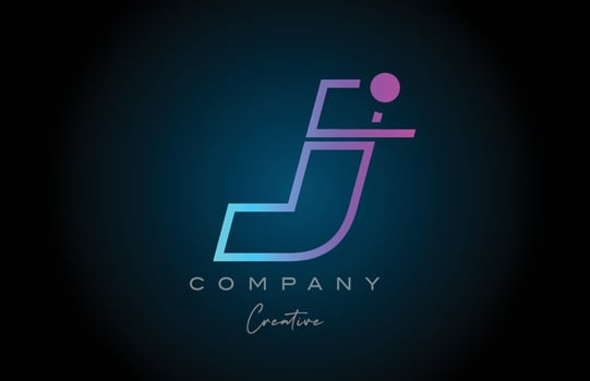 pink and blue J alphabet letter logo icon design with dot. Creative template for business and company vector