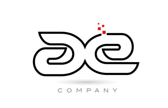 AE connected alphabet letter logo icon combination design with dots and red color. Creative template for company and business vector