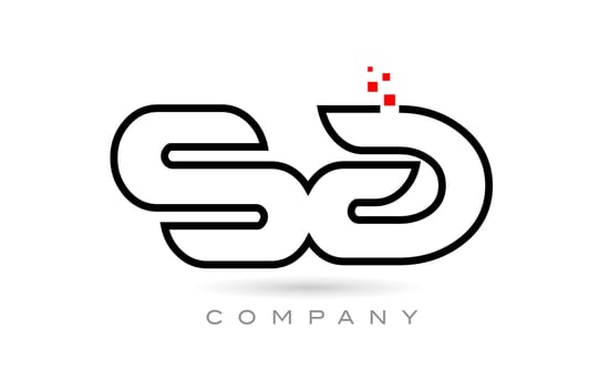 SA connected alphabet letter logo icon combination design with dots and red color. Creative template for company and business vector