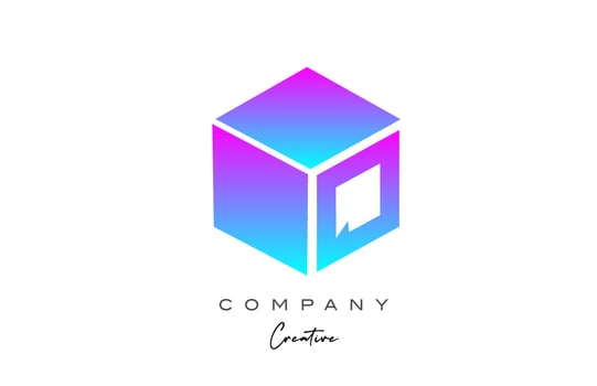 pink blue cube Q letter alphabet letter logo icon design. Creative design template for business vector