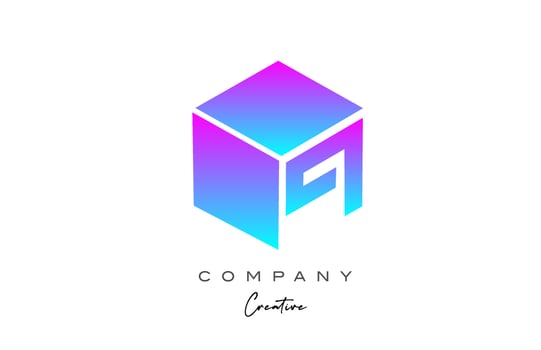 pink blue cube P letter alphabet letter logo icon design. Creative design template for business vector
