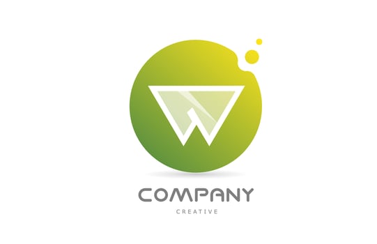 green dots W alphabet letter logo icon with white transparency. Creative template for business vector
