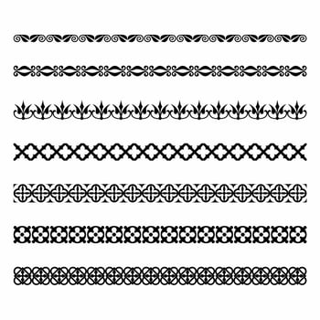 Vintage ornate seamless border vector set concept pattern in traditional style. curls and spirals ornament isolated on white background