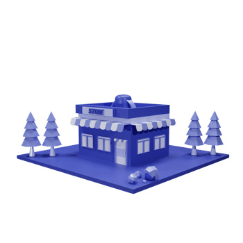 3D Store Building with transparent background, suitable for template design, UI or UX, and more. png