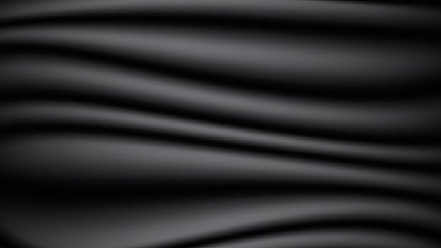 Abstract background of black fabric texture. Wallpaper luxury by soft curve of canvas and wave. Illustration background of black cloth and satin. vector