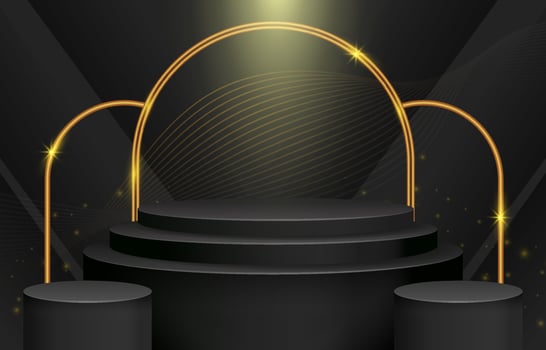 Black Gold 3D Luxury Elegant Podium vector