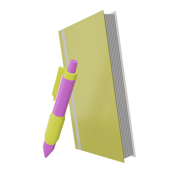 3D book and pen icon on transparent background, perfect for template design, UI or UX and more. png