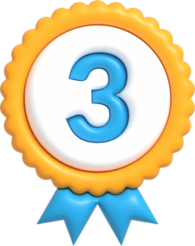3D badge winner for 3rd third place, Winner awards and Champion prizes 3D rendering png