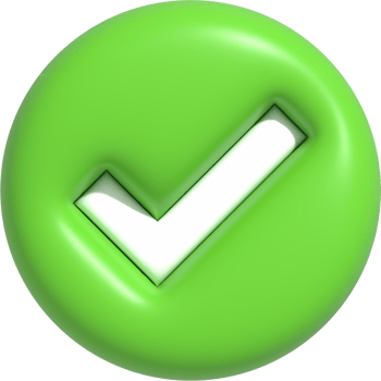 Like or correct symbol, Confirmed or approved button, Check mark icon 3D illustration png
