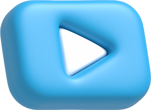 Realistic Play button, Video player and streaming icon, live stream 3D render illustration png