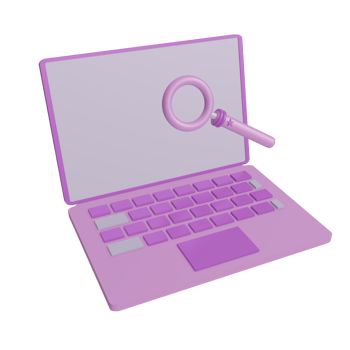 A 3D search icon on a transparent background, perfect for template design, UI or UX and more. png