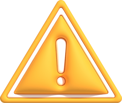 3D Cute Warning sign with Exclamation mark icon, Alert notification sign 3D render illustration png