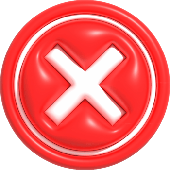No, Wrong and Declined 3D icon, Realistic Negative Red cross symbol 3D rendering illustration png