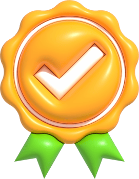 3D High quality guarantee symbol, Medal button with checkmark, Best quality of product and service icon, Standard quality control certification 3d render illustration png