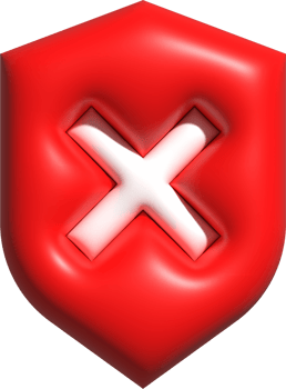Guard shield symbol, Safety shield with cross mark icon, Failed of protection concept 3d render illustration png