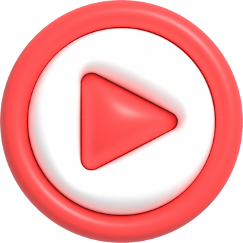 Realistic Play button, Video player and streaming icon, live stream 3D render illustration png