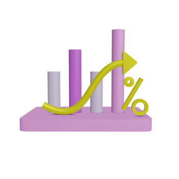 3D financial chart icon on transparent background, perfect for template design, UI or UX and more. png