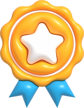 3D High quality guarantee symbol, Medal button with star, Best quality of product and service icon, Standard quality control certification 3d render illustration png