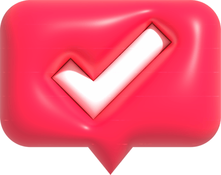 Like or correct symbol, Confirmed or approved button, Check mark icon 3D illustration png