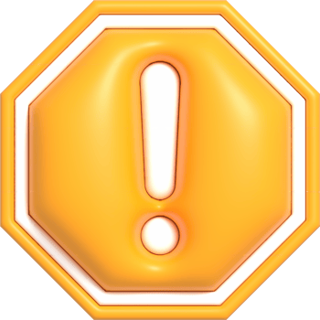 3D Cute Warning sign with Exclamation mark icon, Alert notification sign 3D render illustration png