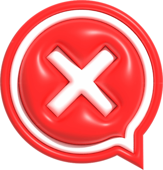 No, Wrong and Declined 3D icon, Realistic Negative Red cross symbol 3D rendering illustration png