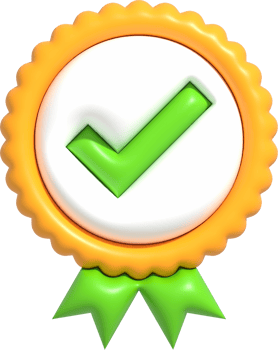 3D High quality guarantee symbol, Medal button with checkmark, Best quality of product and service icon, Standard quality control certification 3d render illustration png