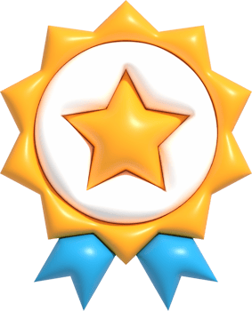 3D High quality guarantee symbol, Medal button with star, Best quality of product and service icon, Standard quality control certification 3d render illustration png