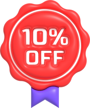 Sale off 3D icon, Special offer discount with the price 10 percent OFF. Red label for advertising campaign 3D render png