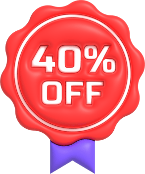 Sale off 3D icon, Special offer discount with the price 40 percent OFF. Red label for advertising campaign 3D render png