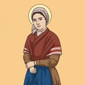 Saint Bernadette Soubirous Colored Vector Illustration