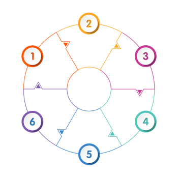 Infographic with 6 steps, process or options. png