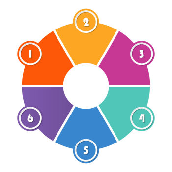 Infographic with 6 steps, process or options. png