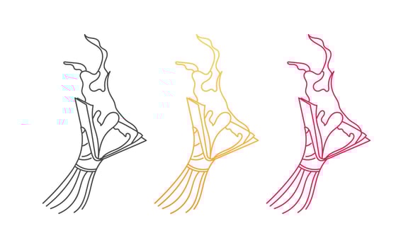 Hand with book line art design vector. vector