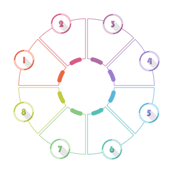 Infographic with 8 steps, process or options. png