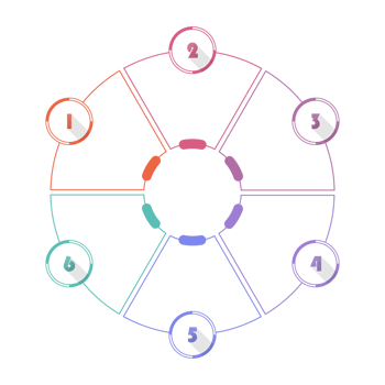 Infographic with 6 steps, process or options. png