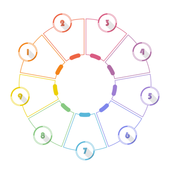 Infographic with 9 steps, process or options. png