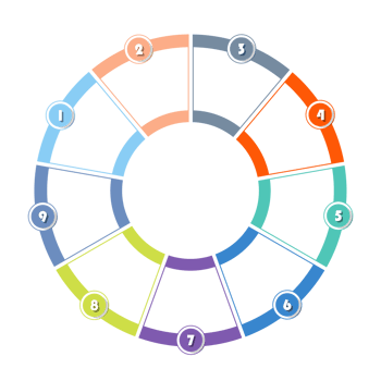 Infographic with 9 steps, process or options. png