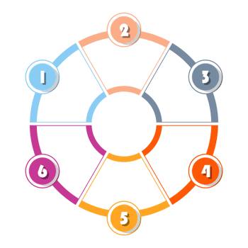 Infographic with 6 steps, process or options. png
