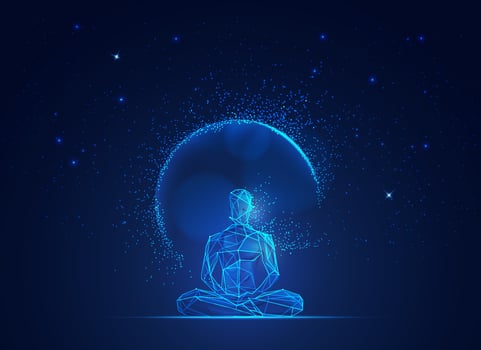 low poly meditation vector