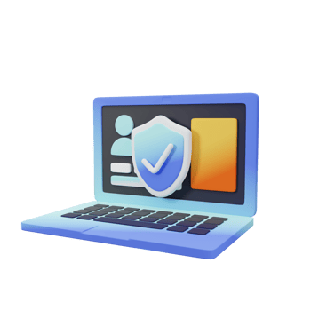 A laptop with a shield and a check mark on it png