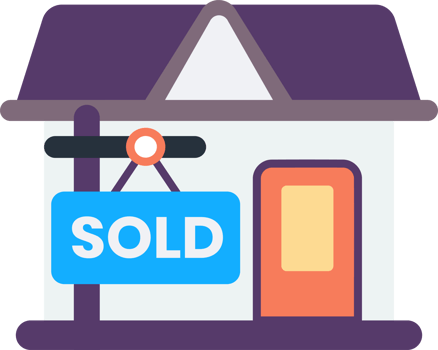 house with sold sign illustration in minimal style png