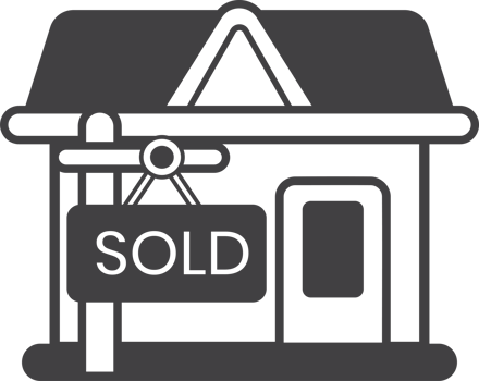 house with sold sign illustration in minimal style png
