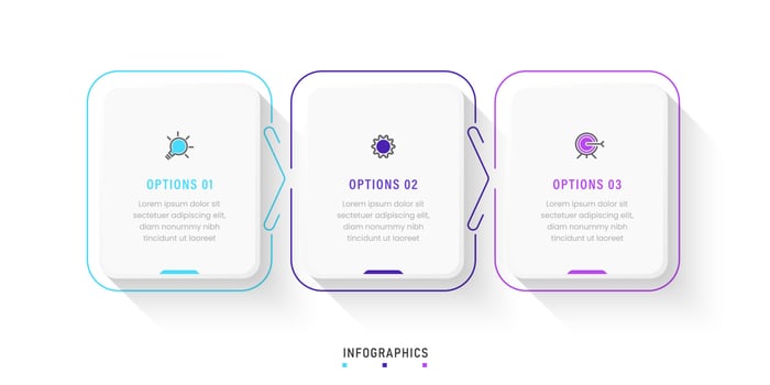 Vector Infographic label design template with icons and 3 options or steps. Can be used for process diagram, presentations, workflow layout, banner, flow chart, info graph.