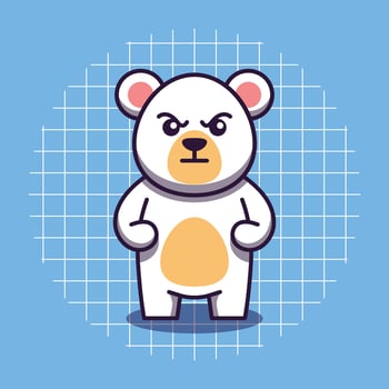 Cute polar bear character with angry face cartoon illustration vector