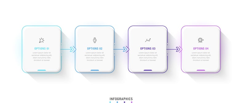 Vector Infographic label design template with icons and 4 options or steps. Can be used for process diagram, presentations, workflow layout, banner, flow chart, info graph.